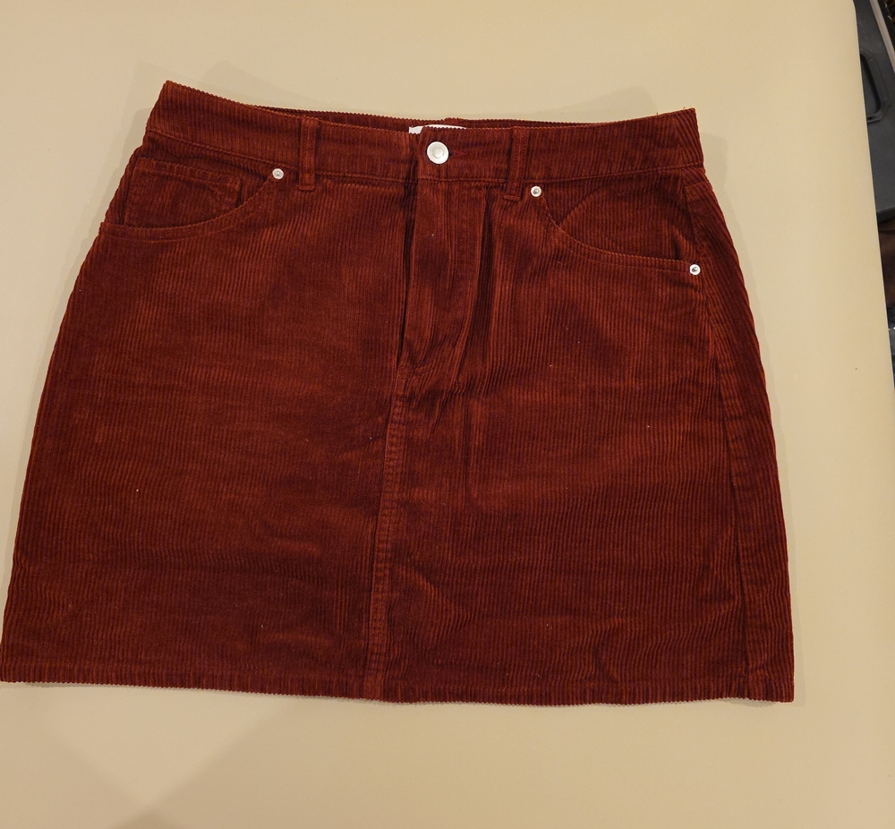 Simons Corduroy Mini Skirt in Rust Red